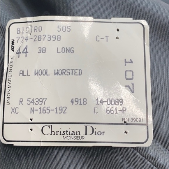 CHRISTIAN DIOR Vintage 80’s Charcoal Gray Wool Blazer Size 44L - Picture 9 of 11